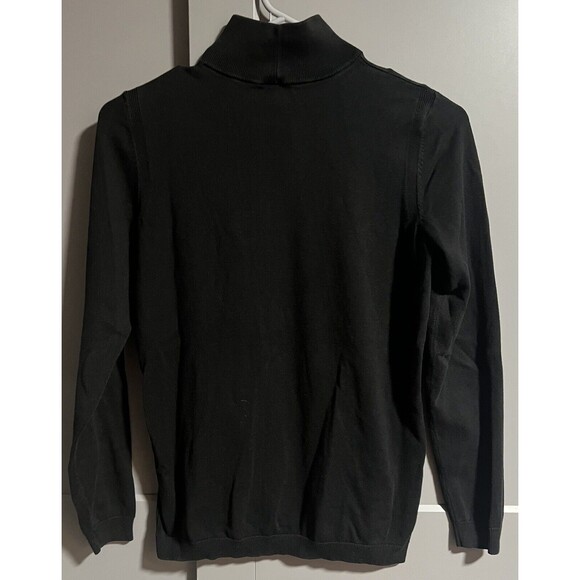 Talbots Mock Neck Long Sleeve Cotton Blend Shirt Black Size X-Small Minimalist - Picture 2 of 4